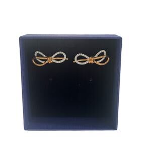 Swarovski Lifelong Bow Pierced Earrings White, Mixed metal finish